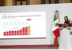 Celebra Sheinbaum inversión extranjera; 'ni los aranceles pudieron con la economía'